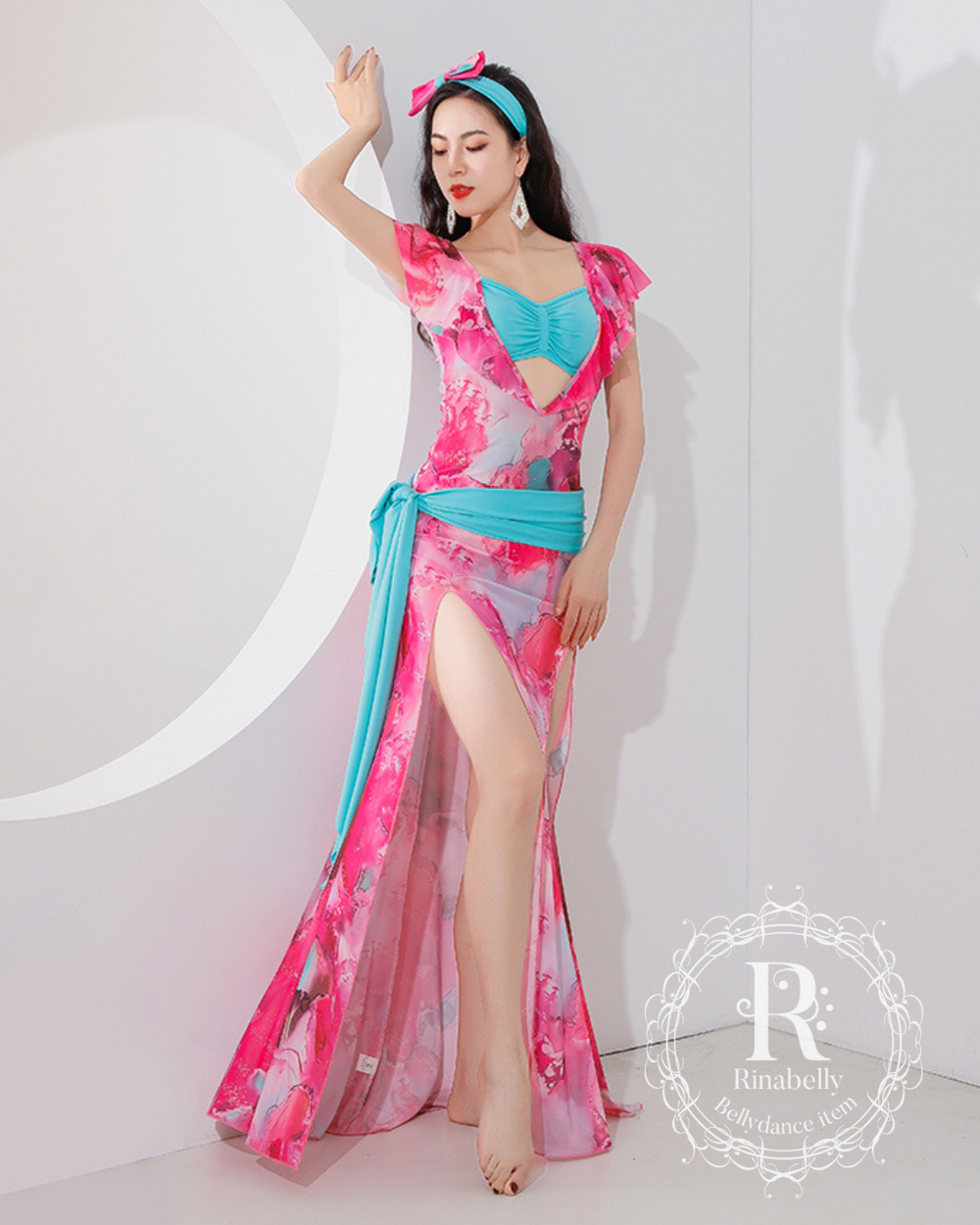 バラディ衣装　ブラック&ピンク サイーディ／バラディドレス 衣装 コスチューム マーブル ピンク