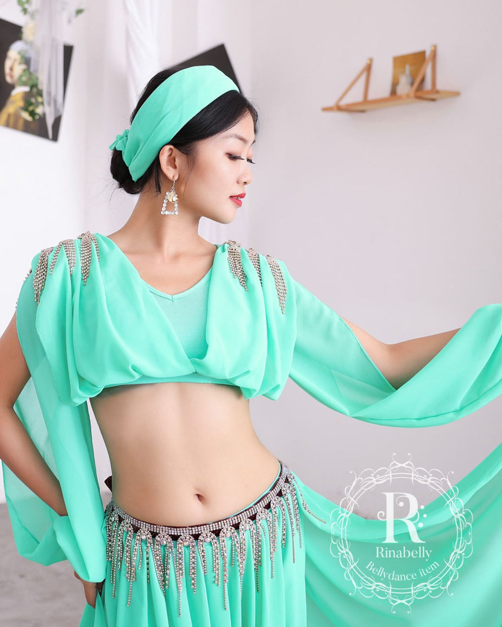 ベリーダンス衣装　サハルオカーシャ　エメラルドグリーン エジプト直輸入！Sahar Okasha等、高品質のベリーダンスの商品を