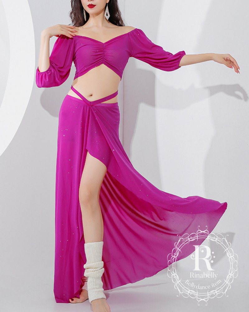 新品未使用】ベリーダンス サーモンピンク セットアップ 衣装 レッスン 新品未使用】ベリーダンス サーモンピンク セットアップ 衣装 レッスン