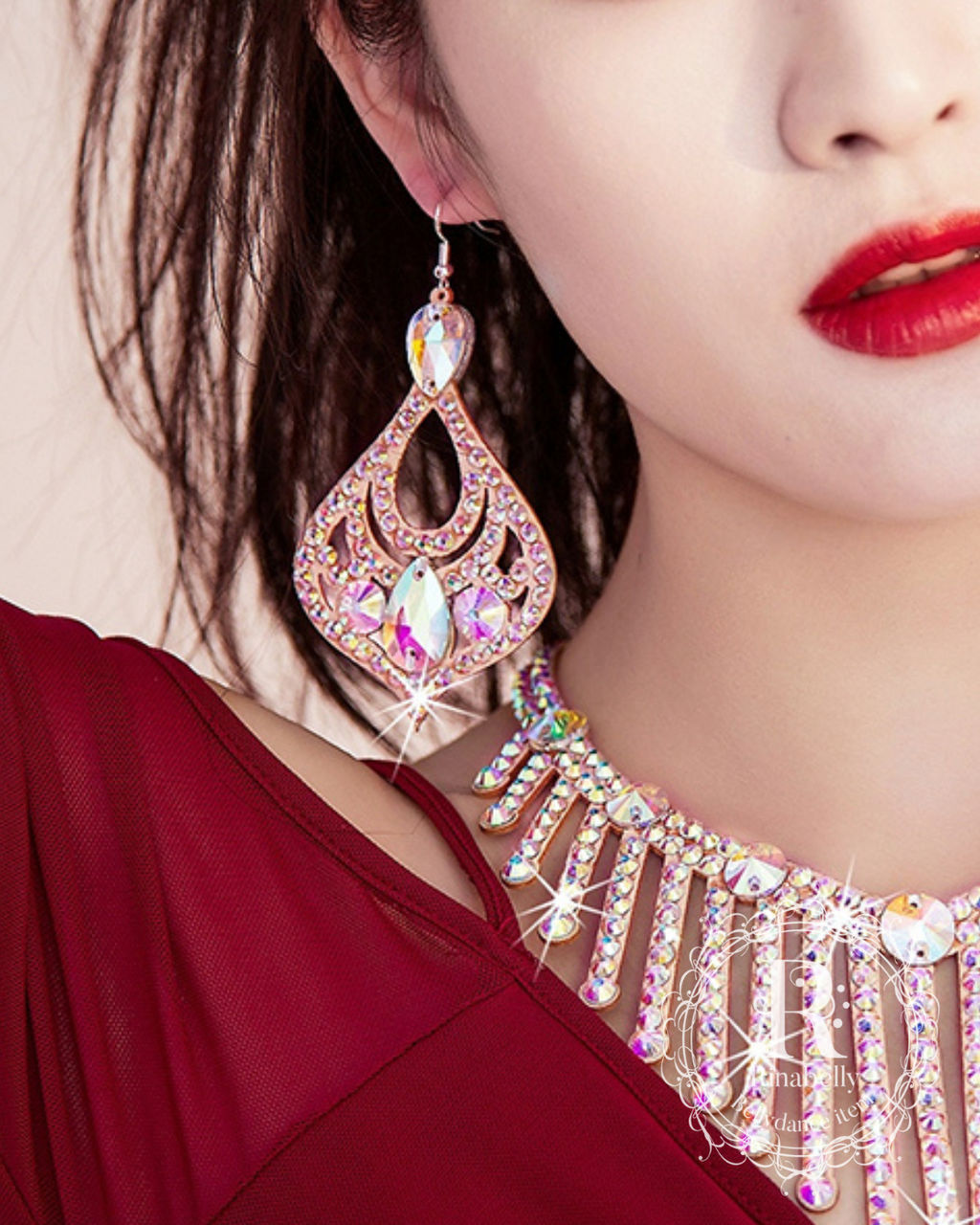 ピアスハーバリウム赤ピンクオレンジ黄色ビジュー推し活バレンタイン