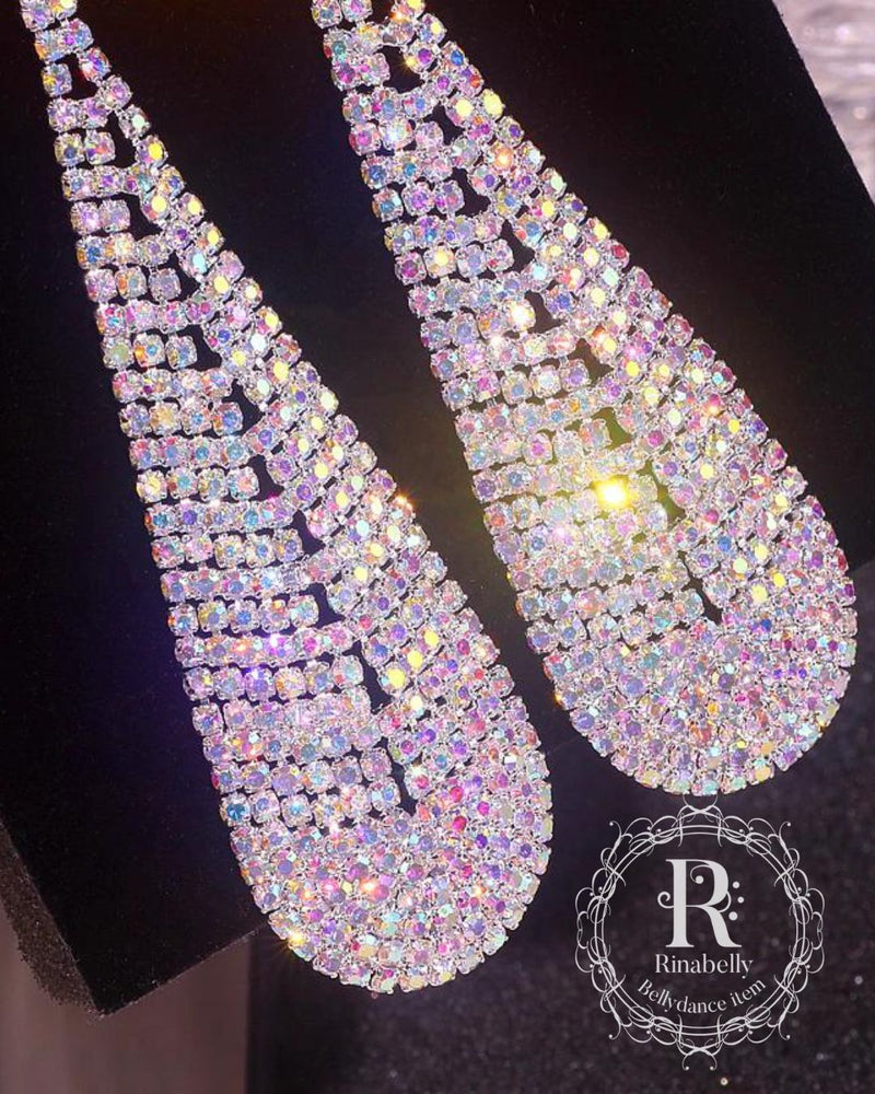 ビジューピアス　ロングドロップ　オーロラ　シルバー